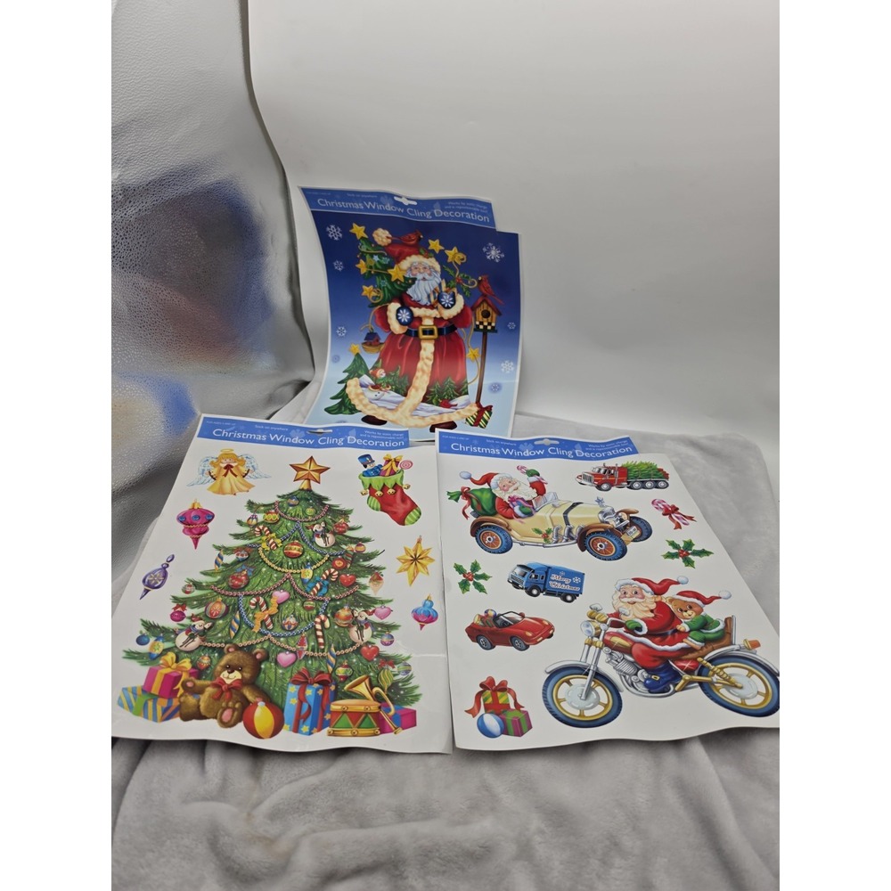 Vtg Nos 2001 Classic Clings Non-Adhesive Window Decorations Christmas Theme